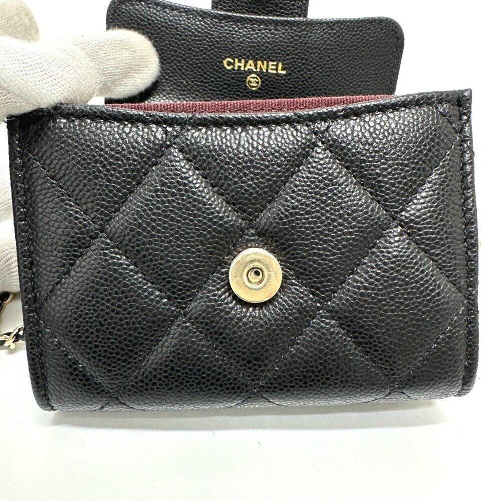 CHANEL Black Caviar Leather Logo Pochette Wallet - Picture 9 of 13